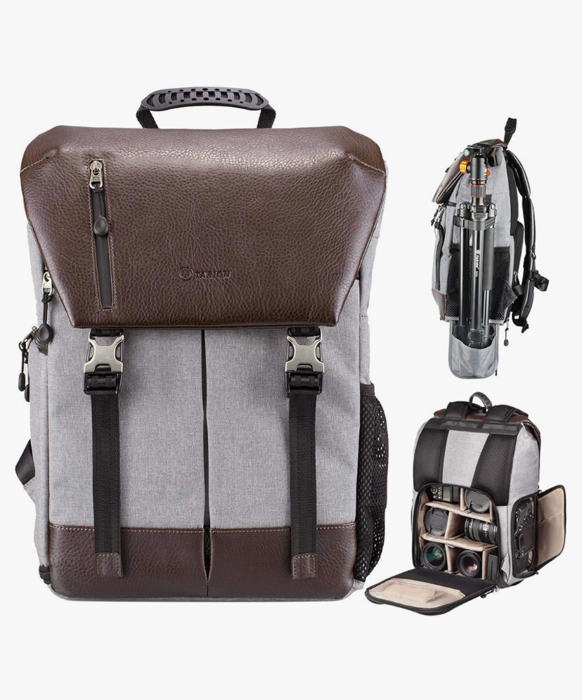 Tarion leather camera backpack