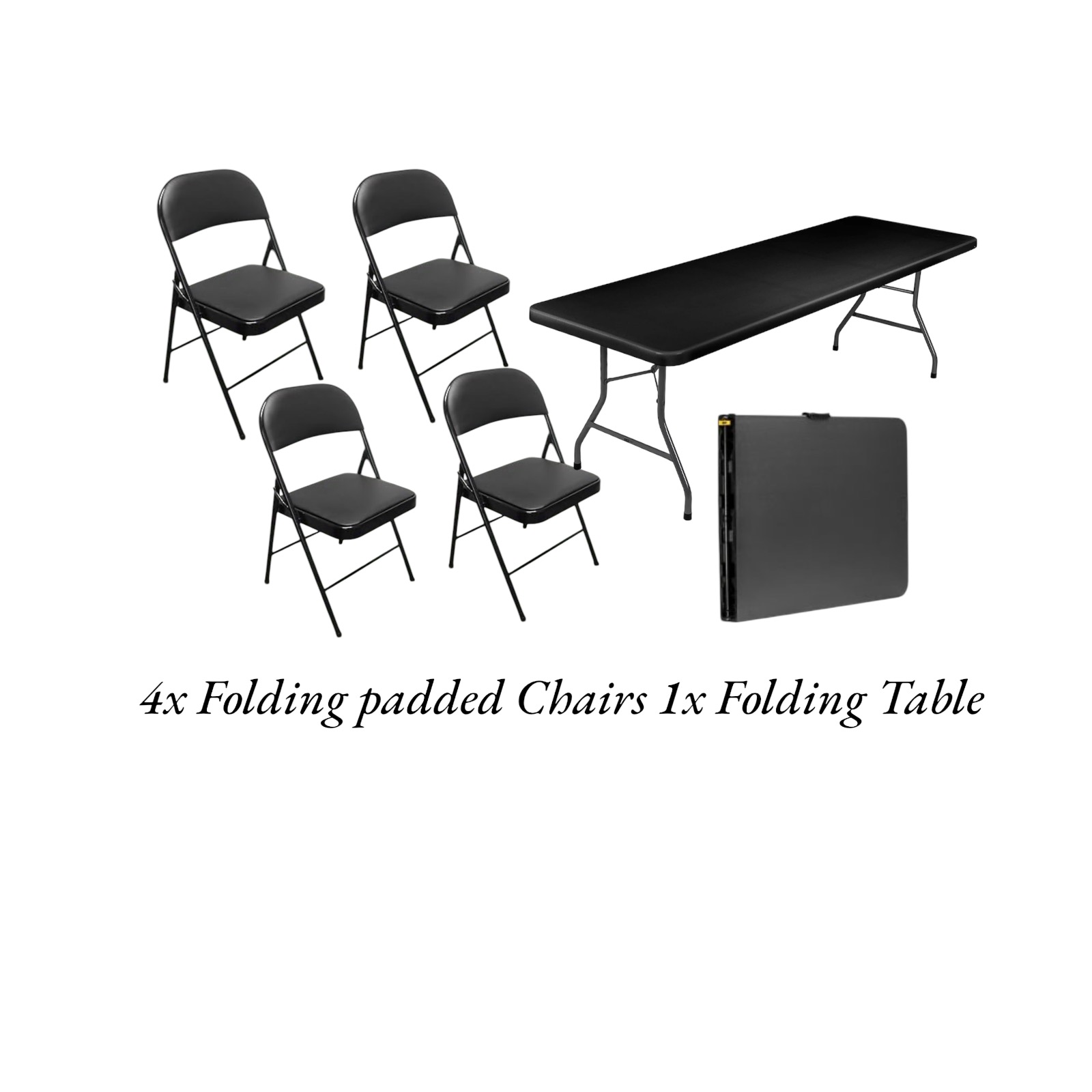 1 folding table 6ft & 4 folding chairs padded event party home garden office