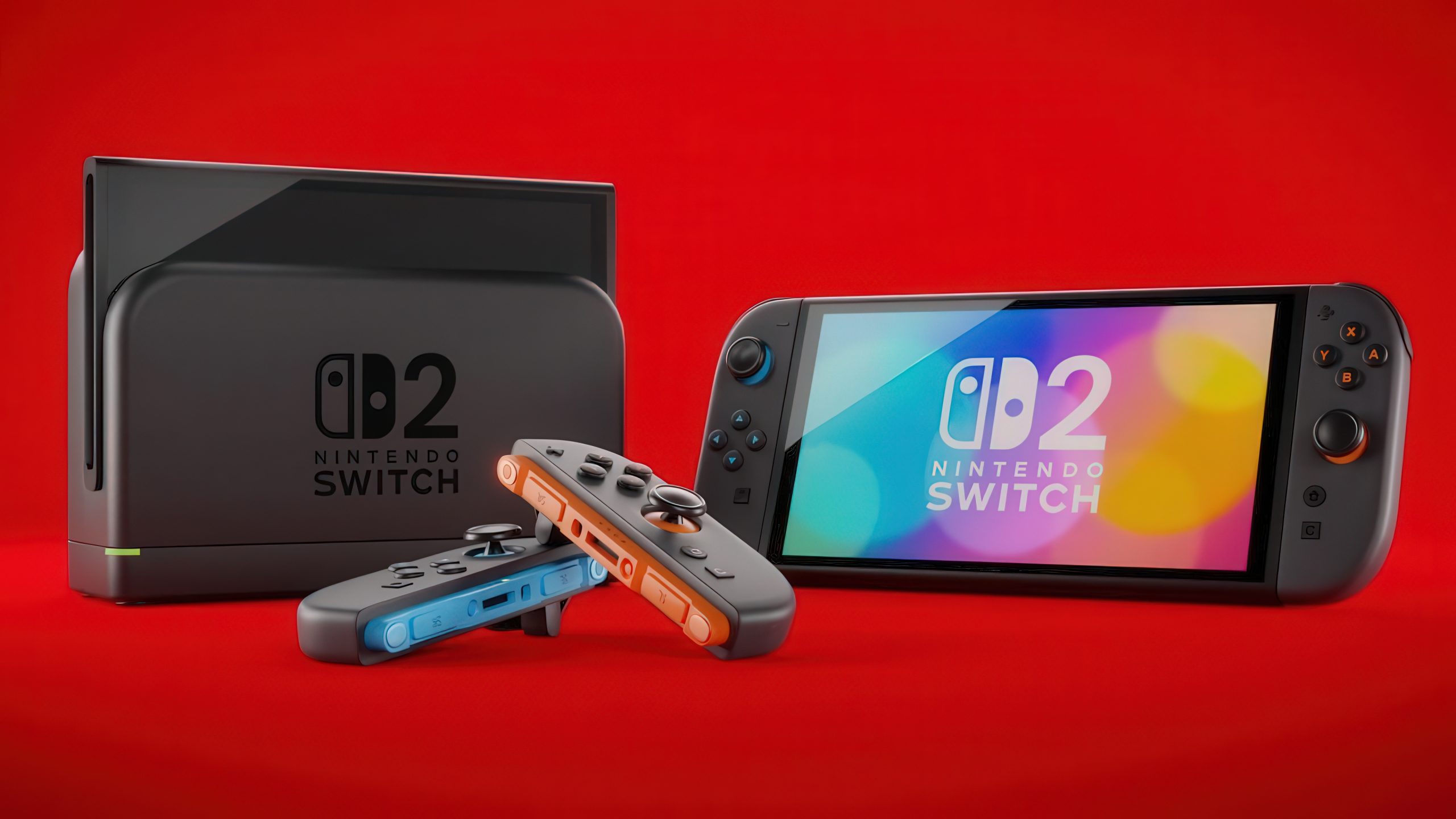 Nintendo switch 2 med spel och 4 kontroller