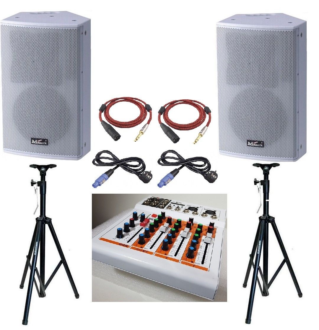 Liten aktiv lydpakke 2 stk 12"fulltone på stativ med mikser