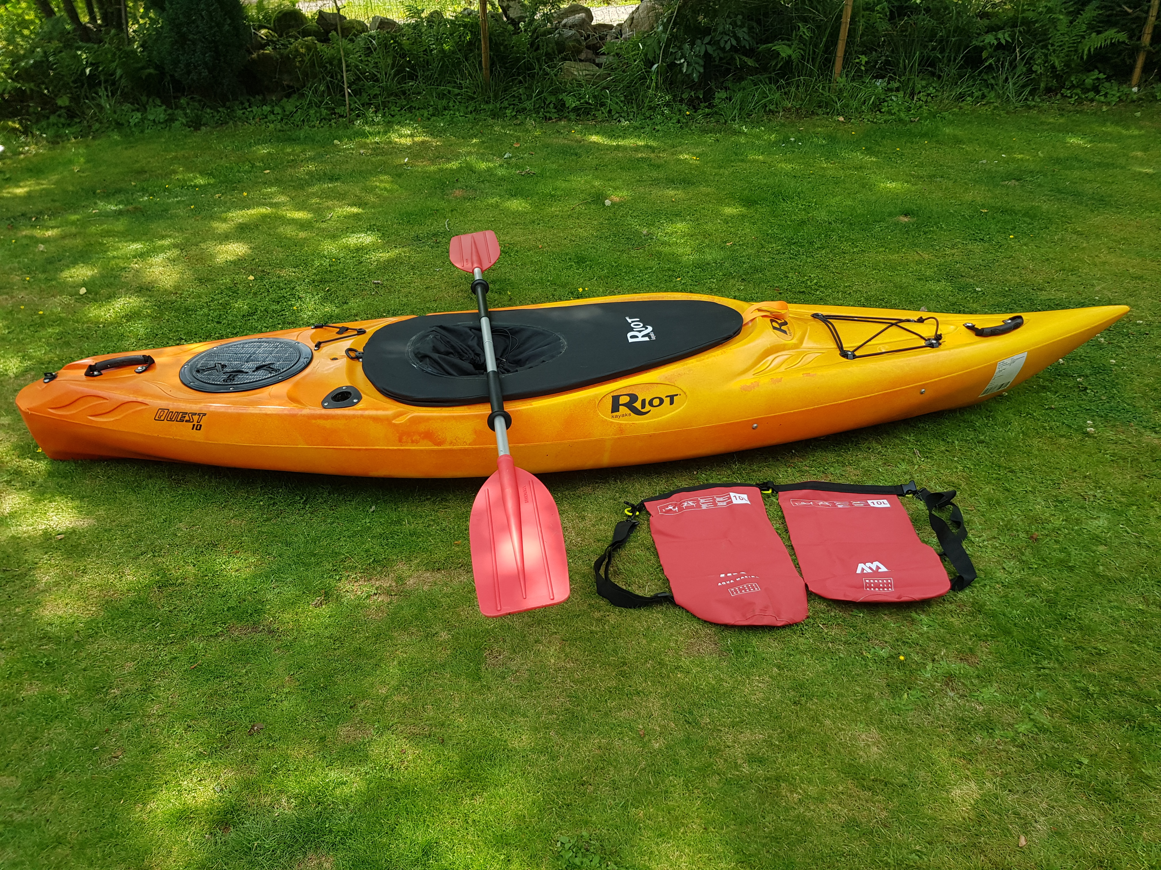 Komplett kajakpaket för dagstur & fiske (paddel, kapell & drybags)