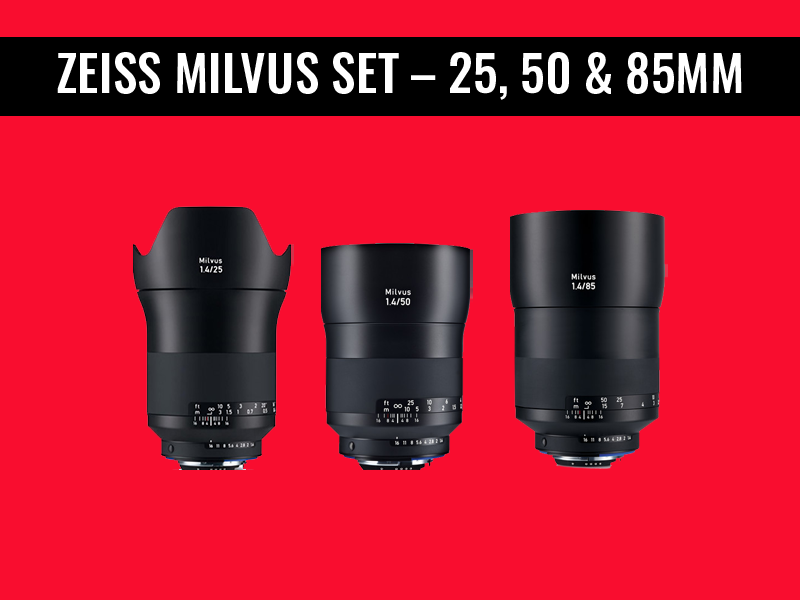 Zeiss milvus cine-style set – 25mm, 50mm & 85mm + metabones adapters