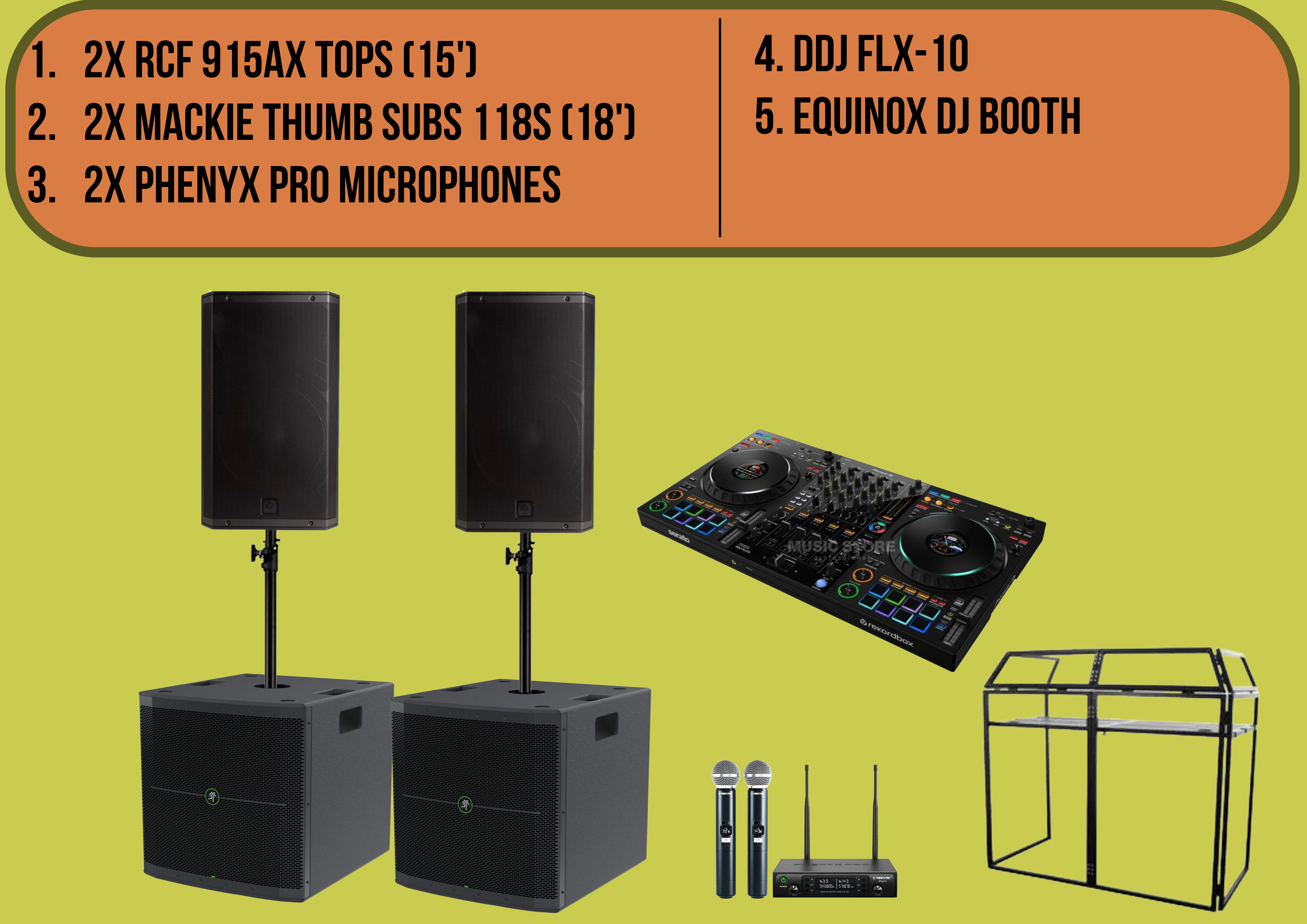 Full event dj  bundle ( controller, speakers, microphone and dj booth)