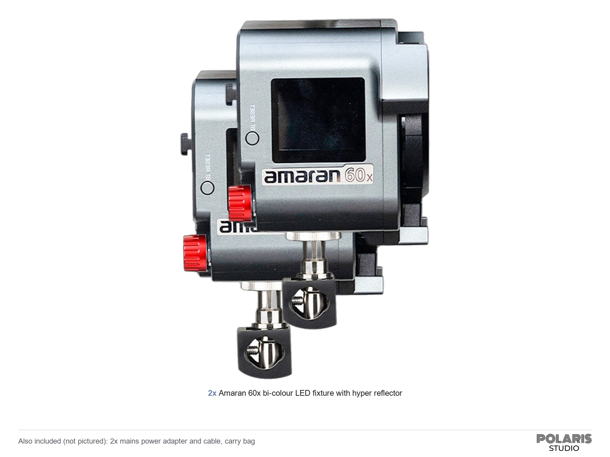 Aputure amaran 60x bi-colour led pair, two bare fixtures with reflectors