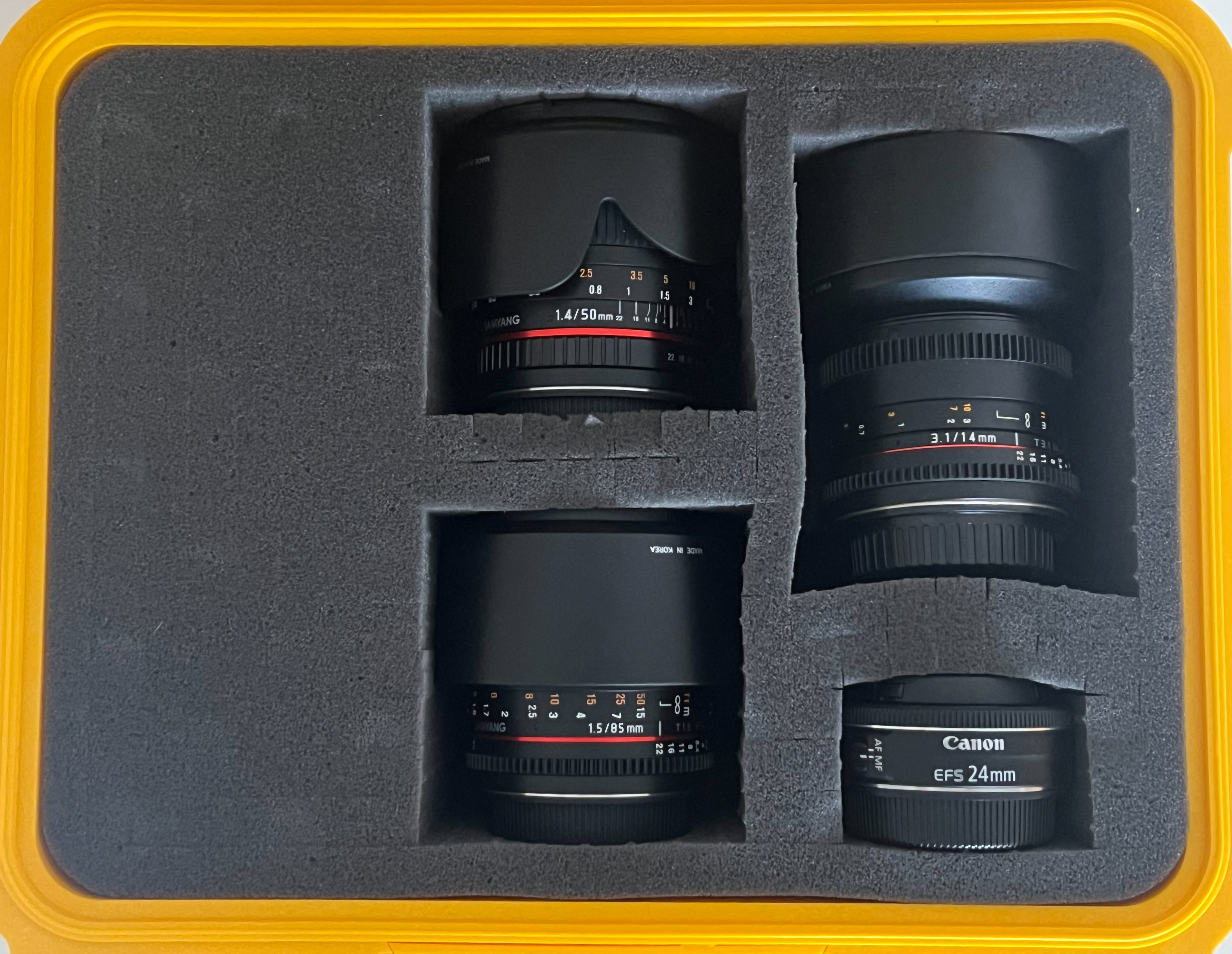Cine lenses set ef w. pelicase