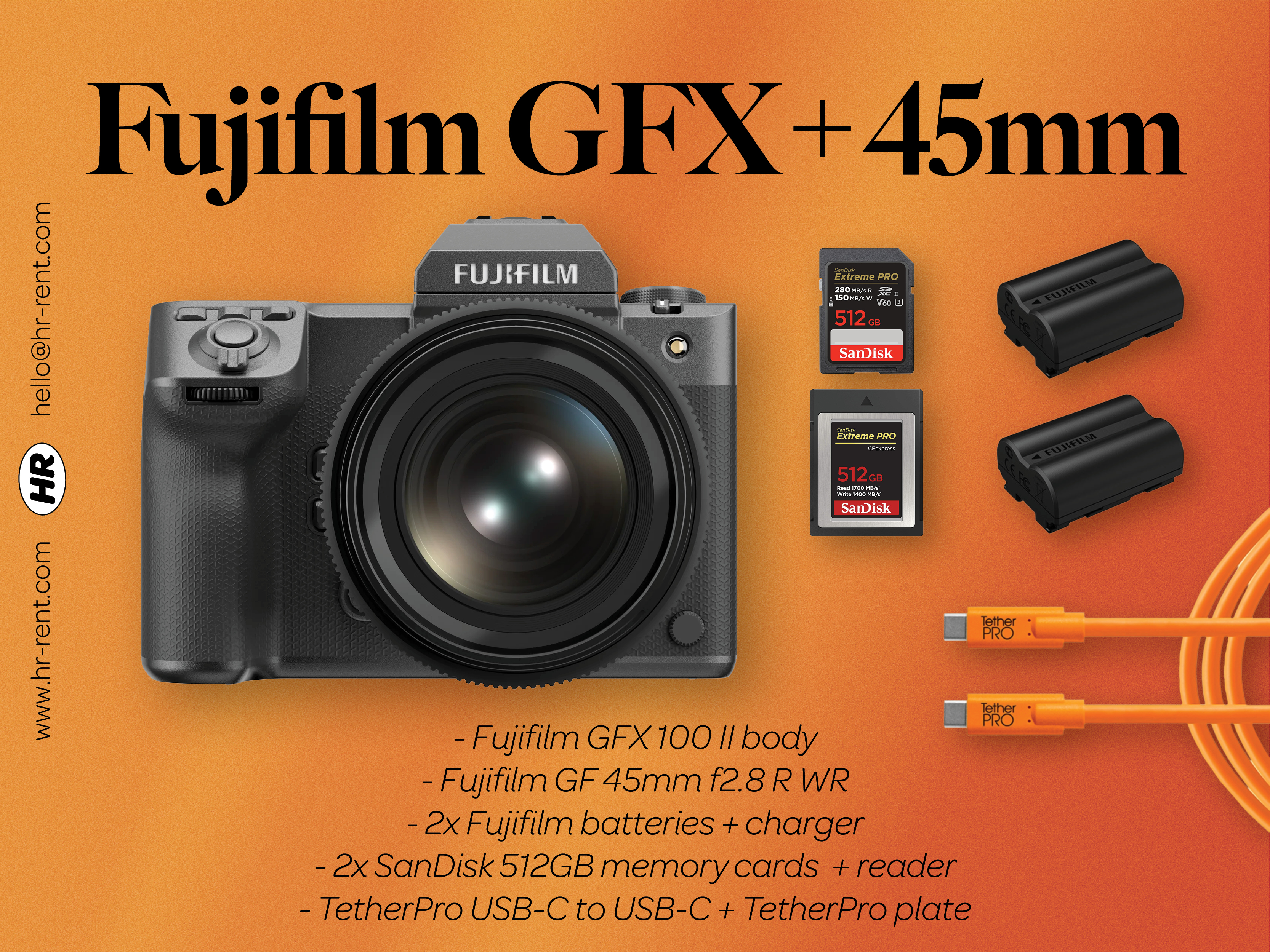 Fuji fujifilm gfx 100 ii medium format + gf 45mm f2.8 lens