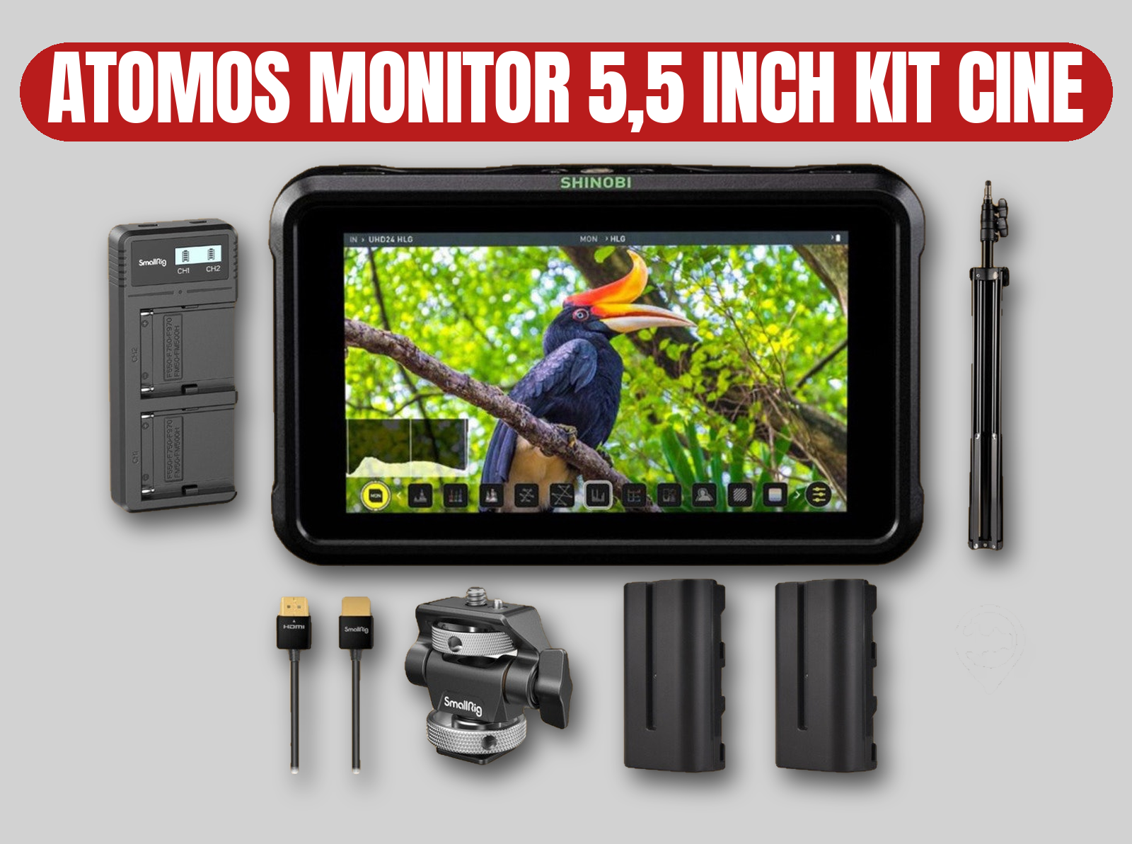 Atomos shinobi 5.5 inch 4k hdmi monitor kit | cine production / focus puller / stand