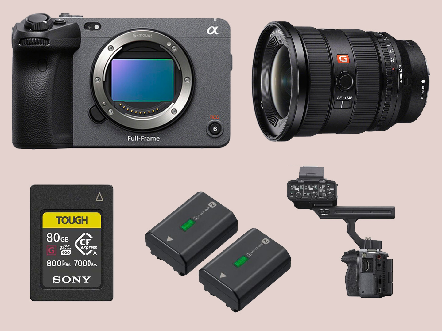 Sony fx3a + sony 16-35mm f/2.8 gm ii lens + 80gb cf card +  batteries