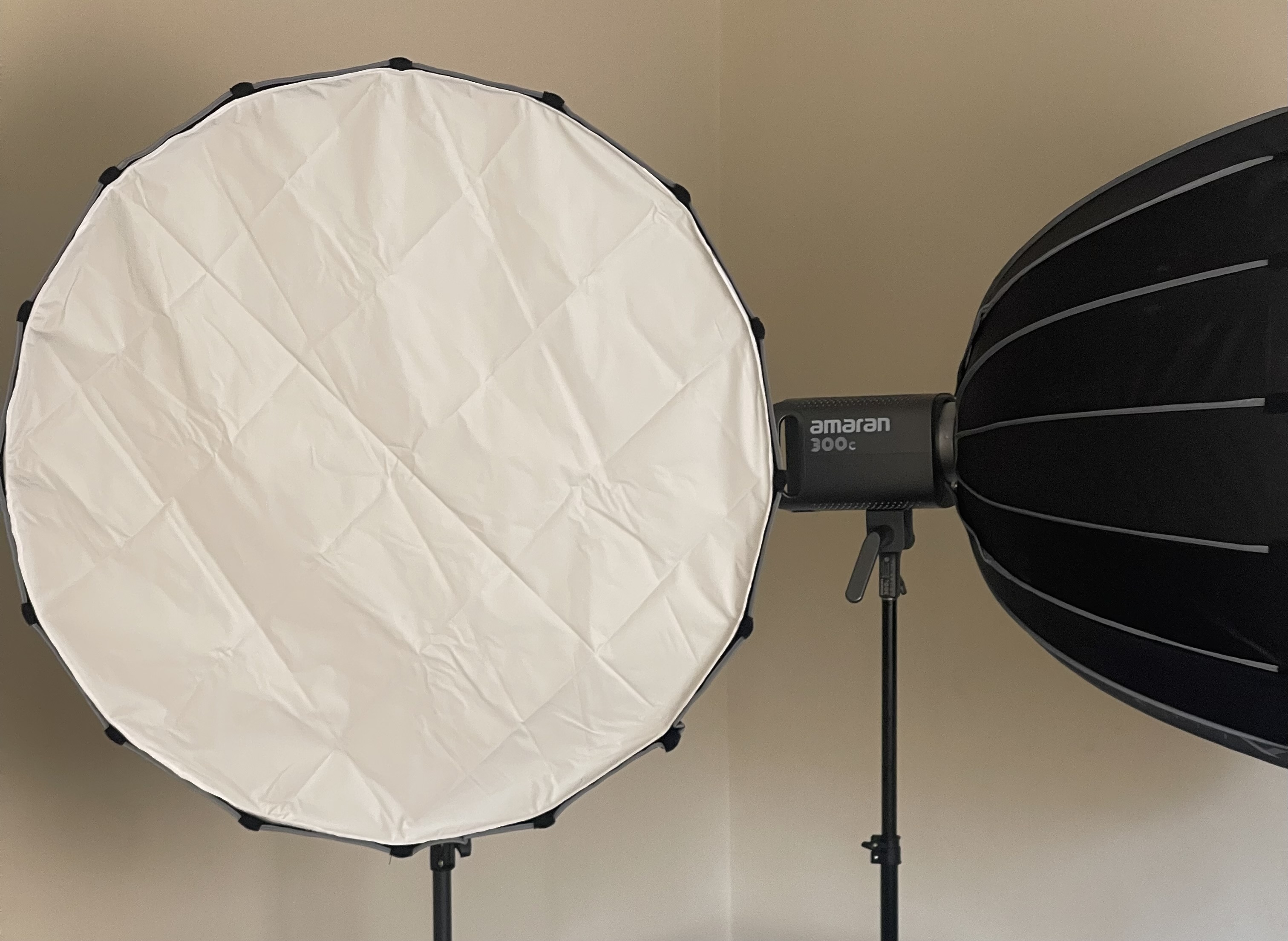 2x aputure amaran 300c 300w rgb led key light kit – softbox & heavy duty stand included