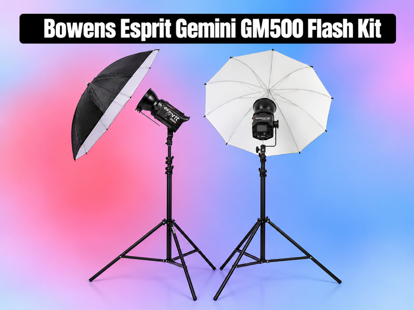 Bowens esprit gemini gm500 flash kit – 2 head studio lighting rental with stands
