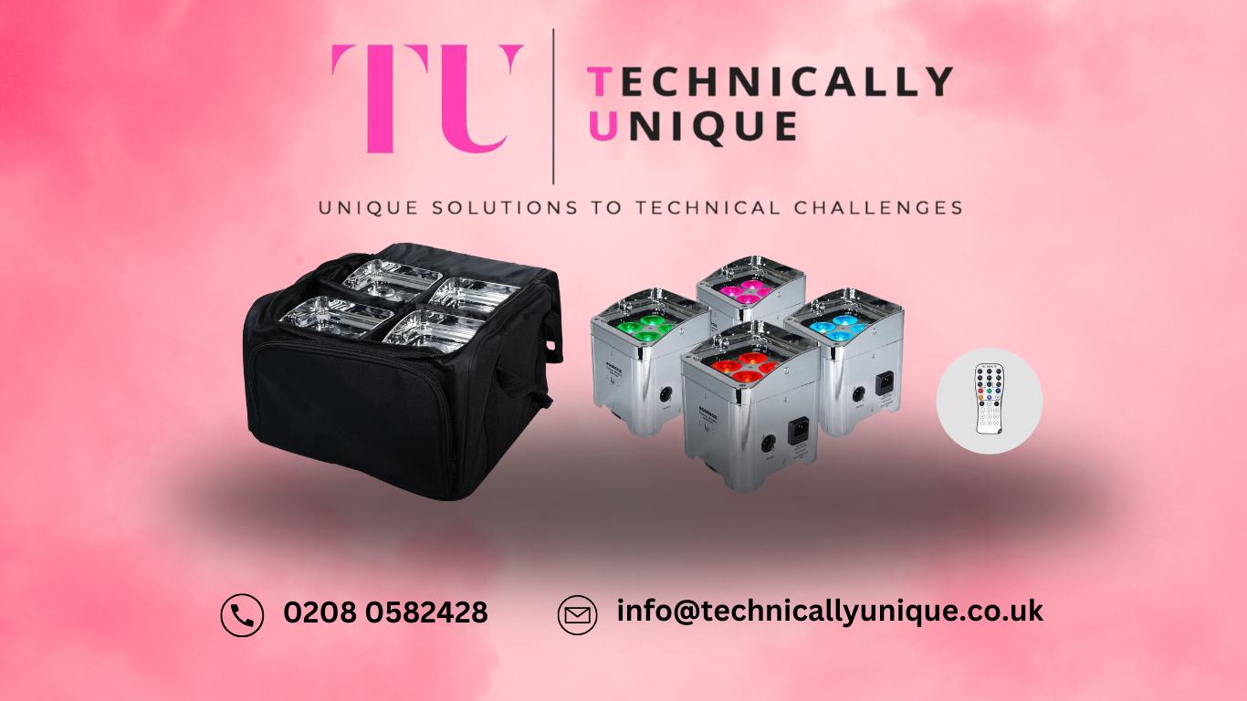 4 x rgbw wireless battery uplighters -  wireless dmx