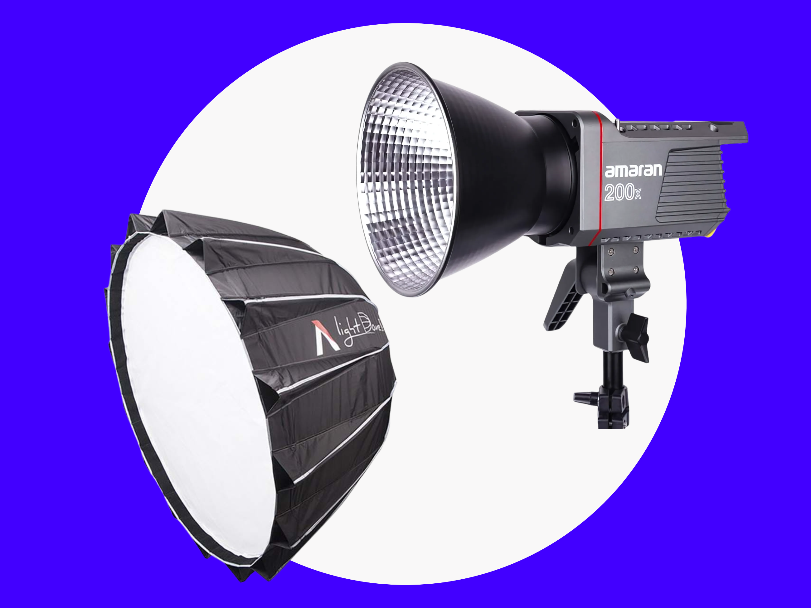 Aputure amaran 200x bicolour led light + light dome ii