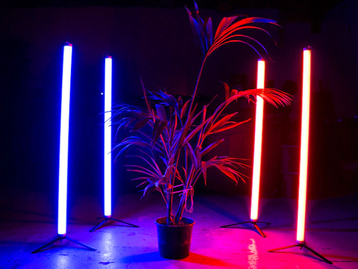 4 x neon tube battery powered rgbw led lights + remote + appe