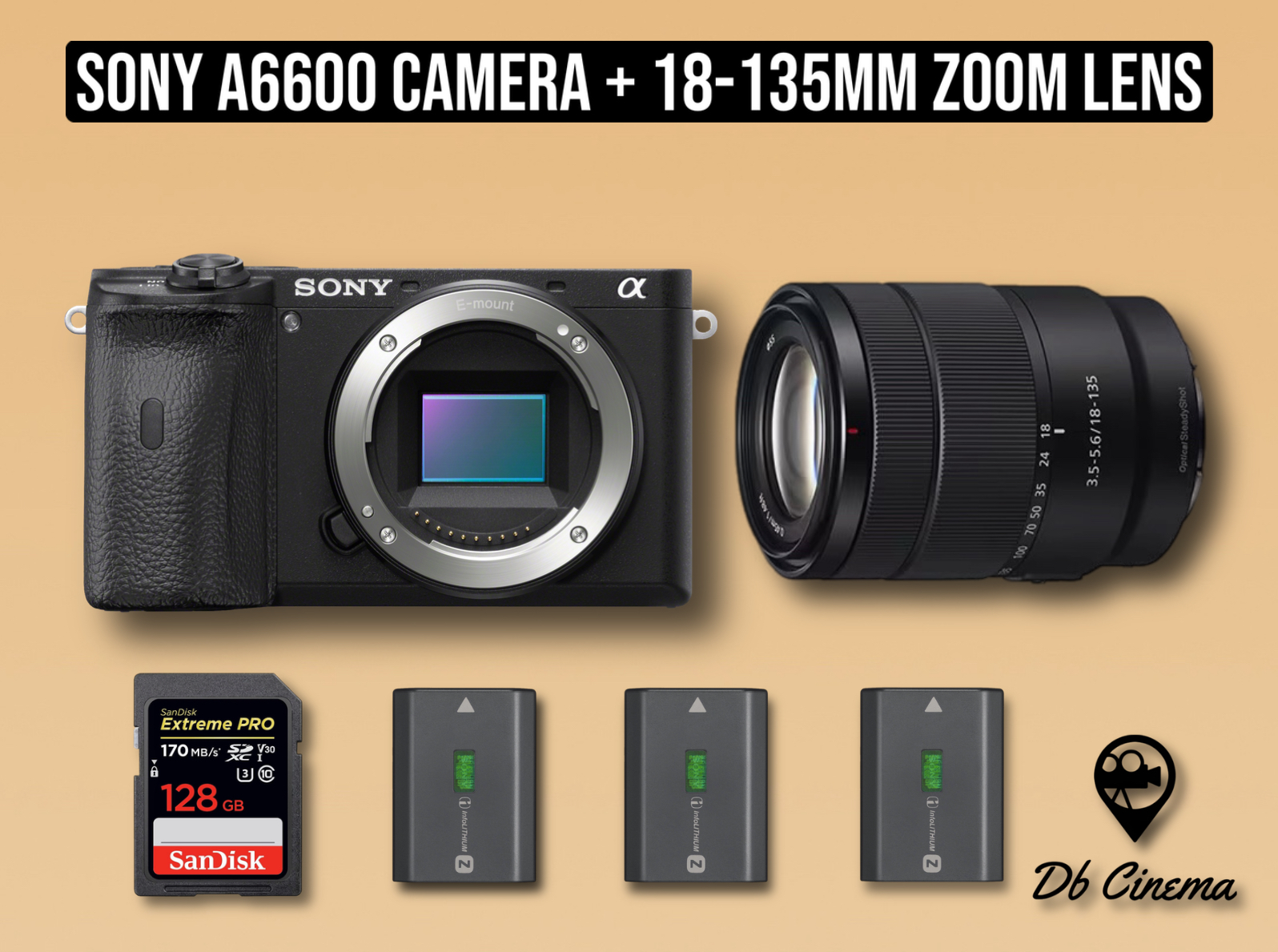 Sony a6600 4k apsc camera + 18-135mm sony zoom lens 