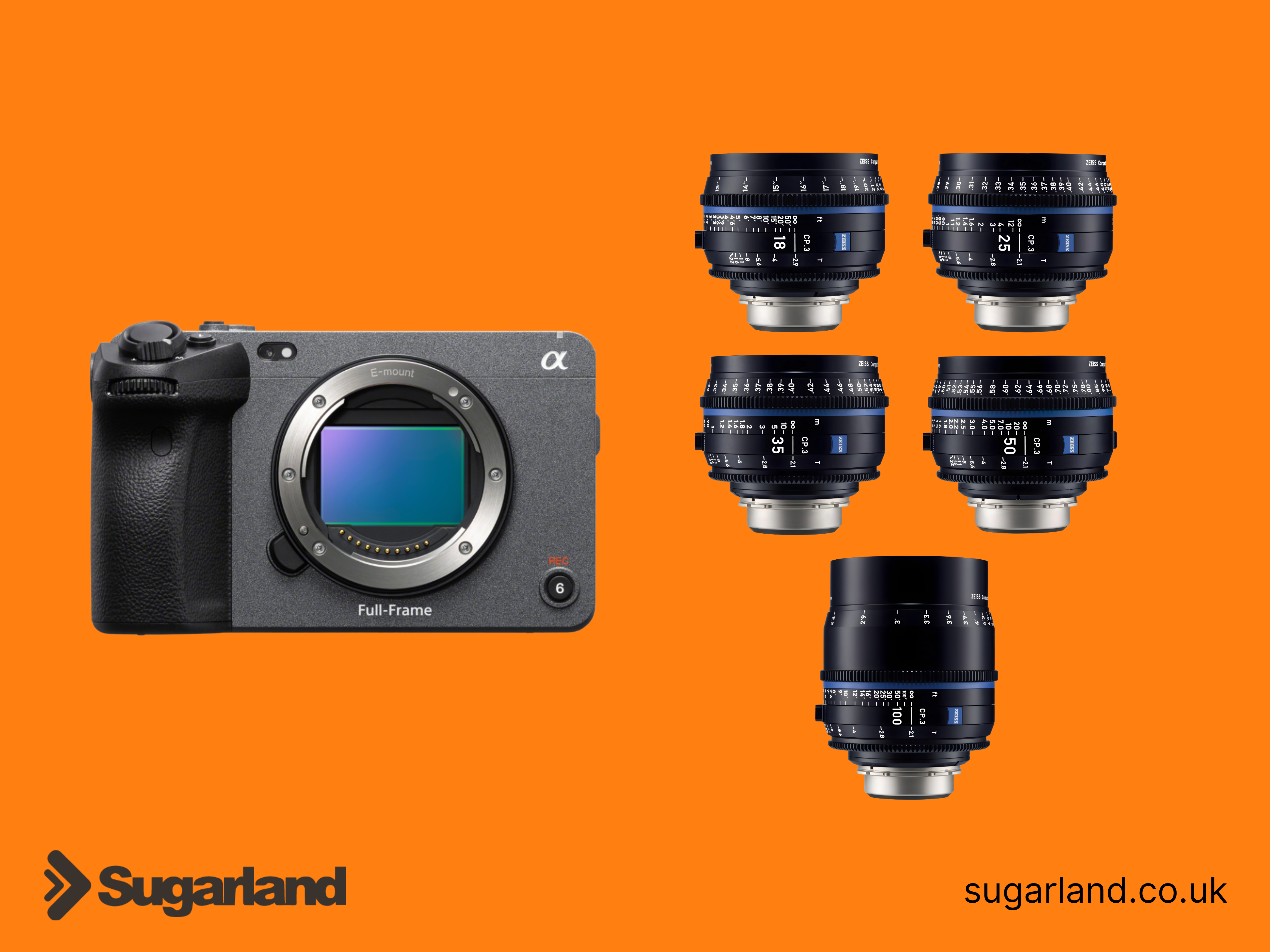 Sony fx3 + zeiss cp.3 compact prime 5-way lens set (pl mount)