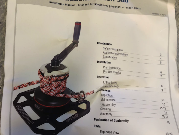 Winch - harken industrial rigging winch 500
