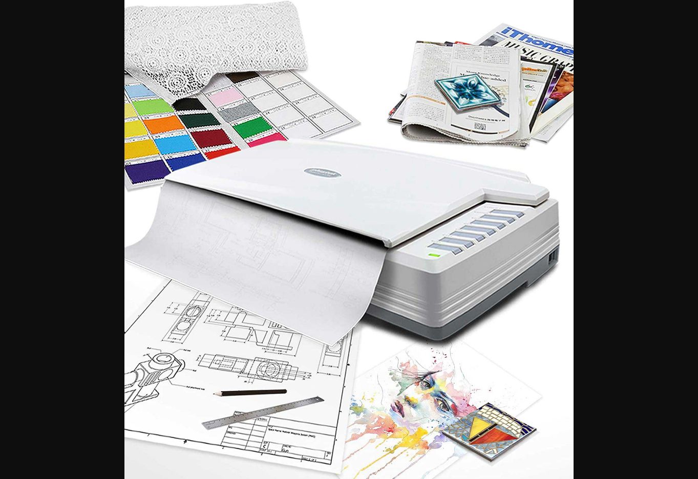 Plustek opticpro a320e a3 high definition flatbed scanner