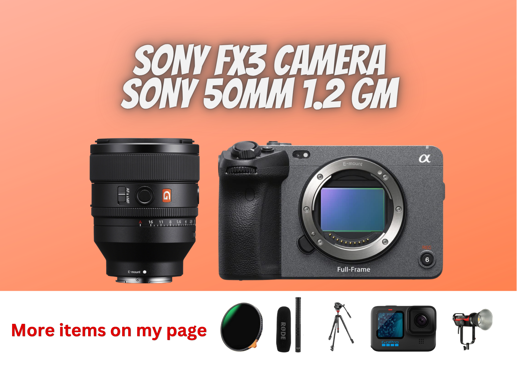 Sony fx3 fx 3 + sony 50mm g master gm lens 50 mm