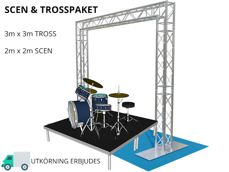 Scen & trosspaket 3x3m (storlek kan skräddarsys) (frakt möjlig)