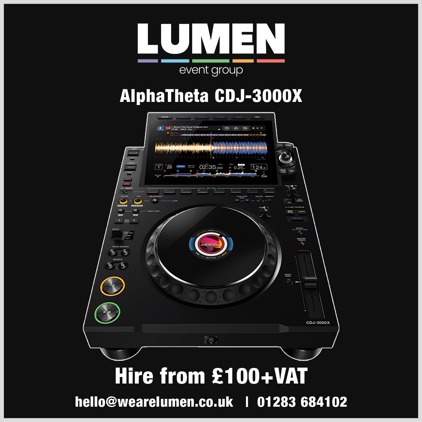 Alphatheta / pioneer dj cdj-3000x available for hire.