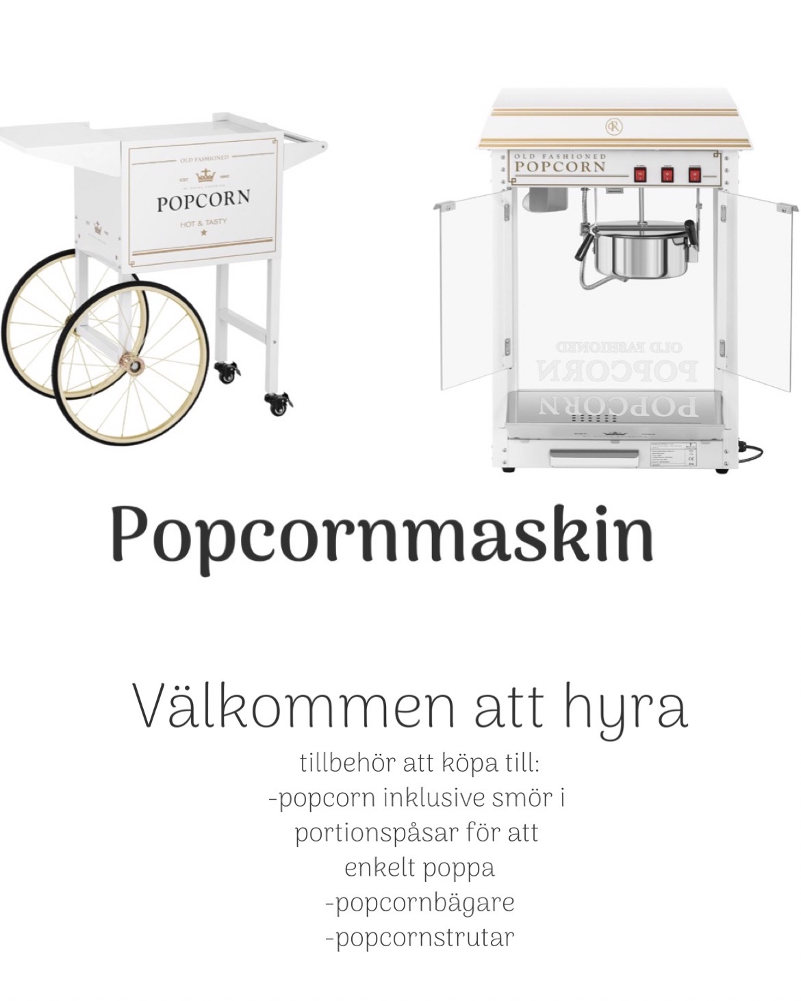 Popcornvagn / popcornmaskin
