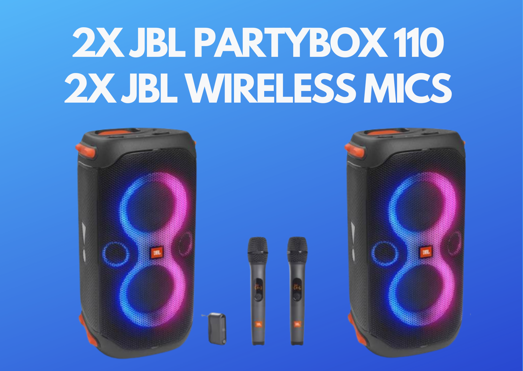 Jbl partybox club 110 bluetooth super loud portable speaker +  2x jbl wireless microphones 2.4 ghz