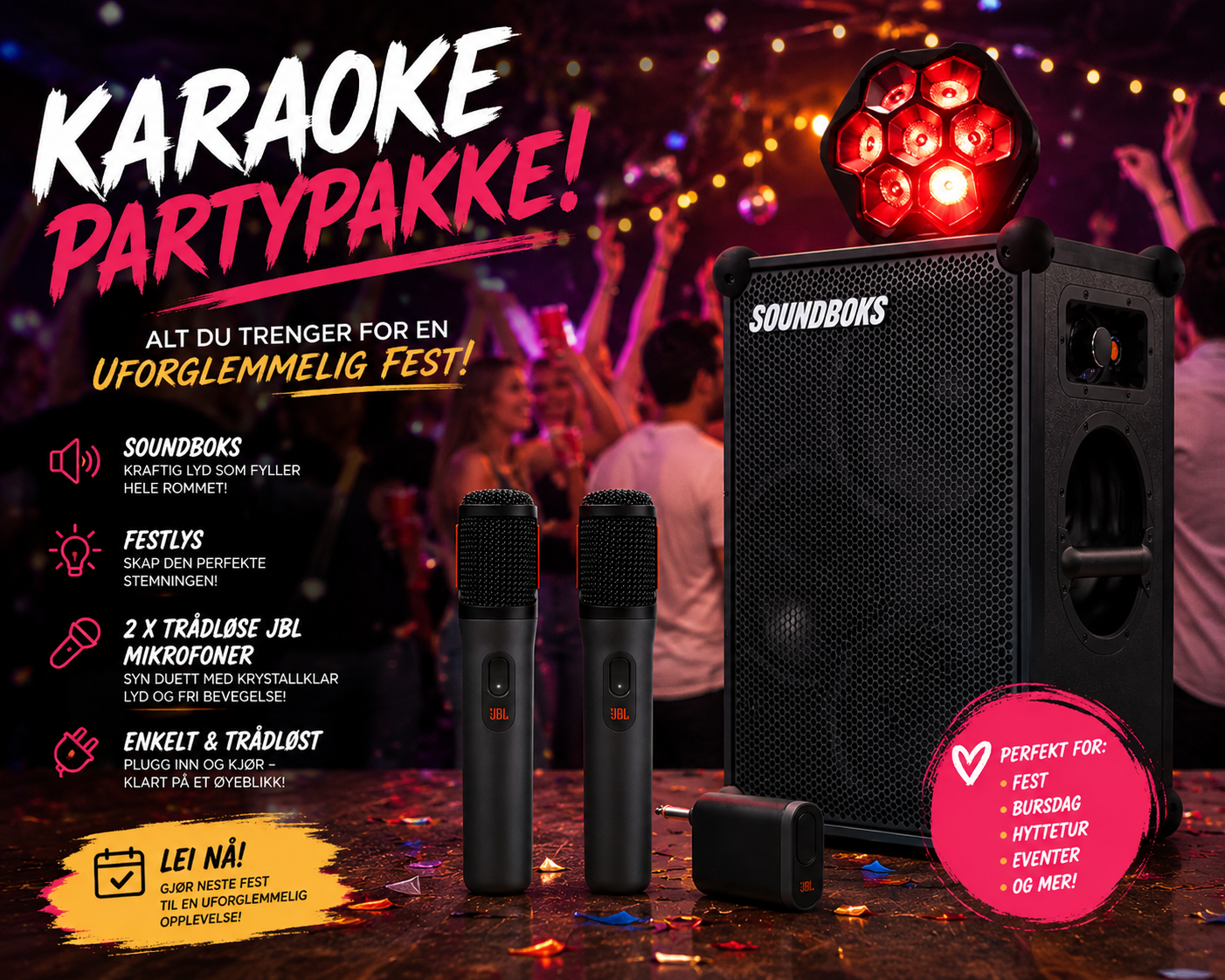 Soundboks 4 med mikrofon og lys
