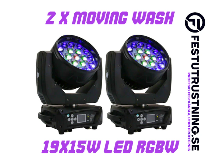 Kraftfulla moving head wash-lampor – 2-pack