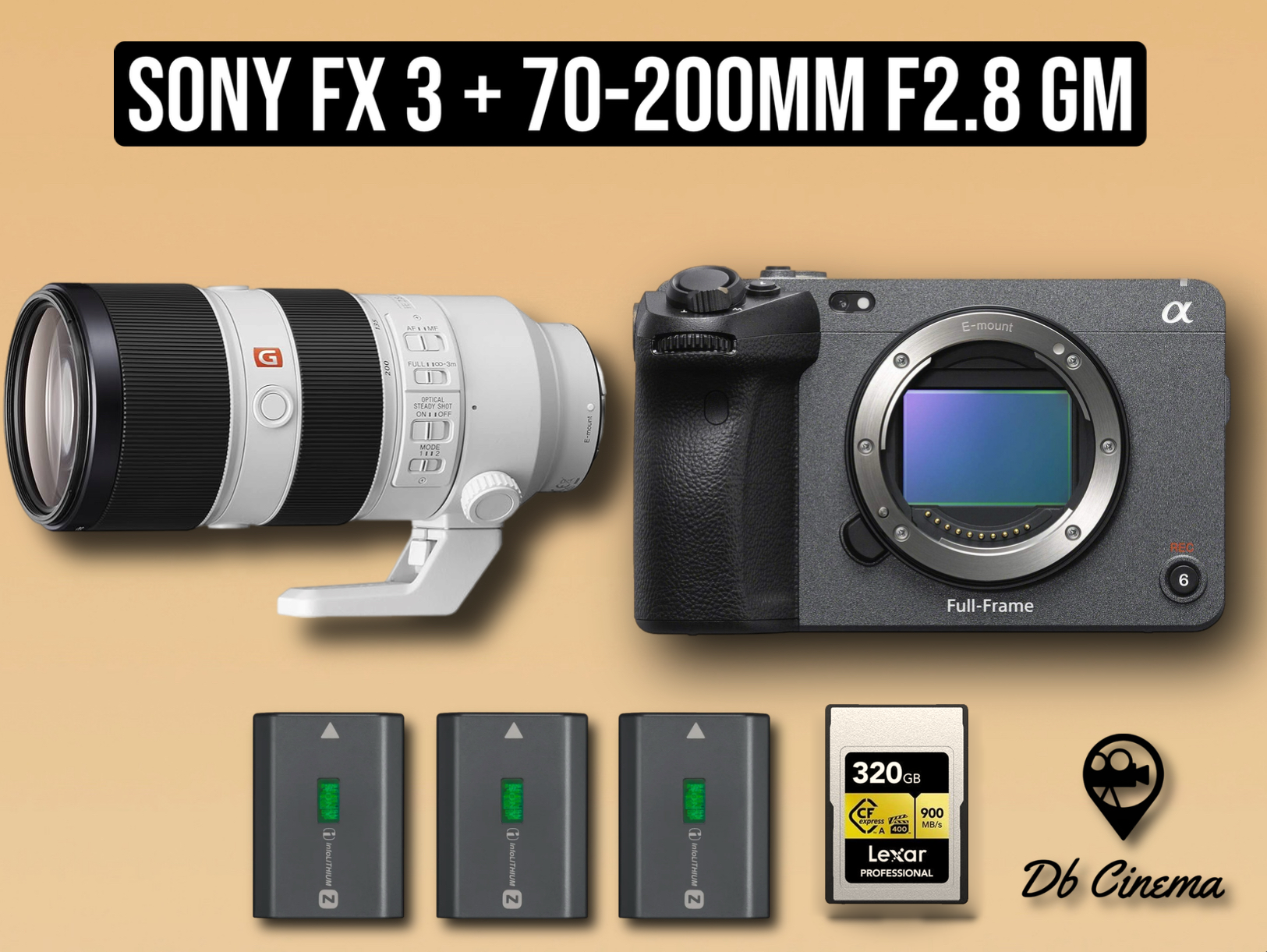 Sony fx 3 fx3 full frame cinema camera 4k + sony 70-200 mm f2.8 gmaster g-master gm tele zoom lens