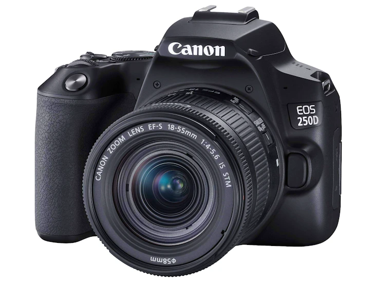 Canon eos 250d dslr camera + canon ef-s 18-55mm f/4-5.6 is stm lens - black