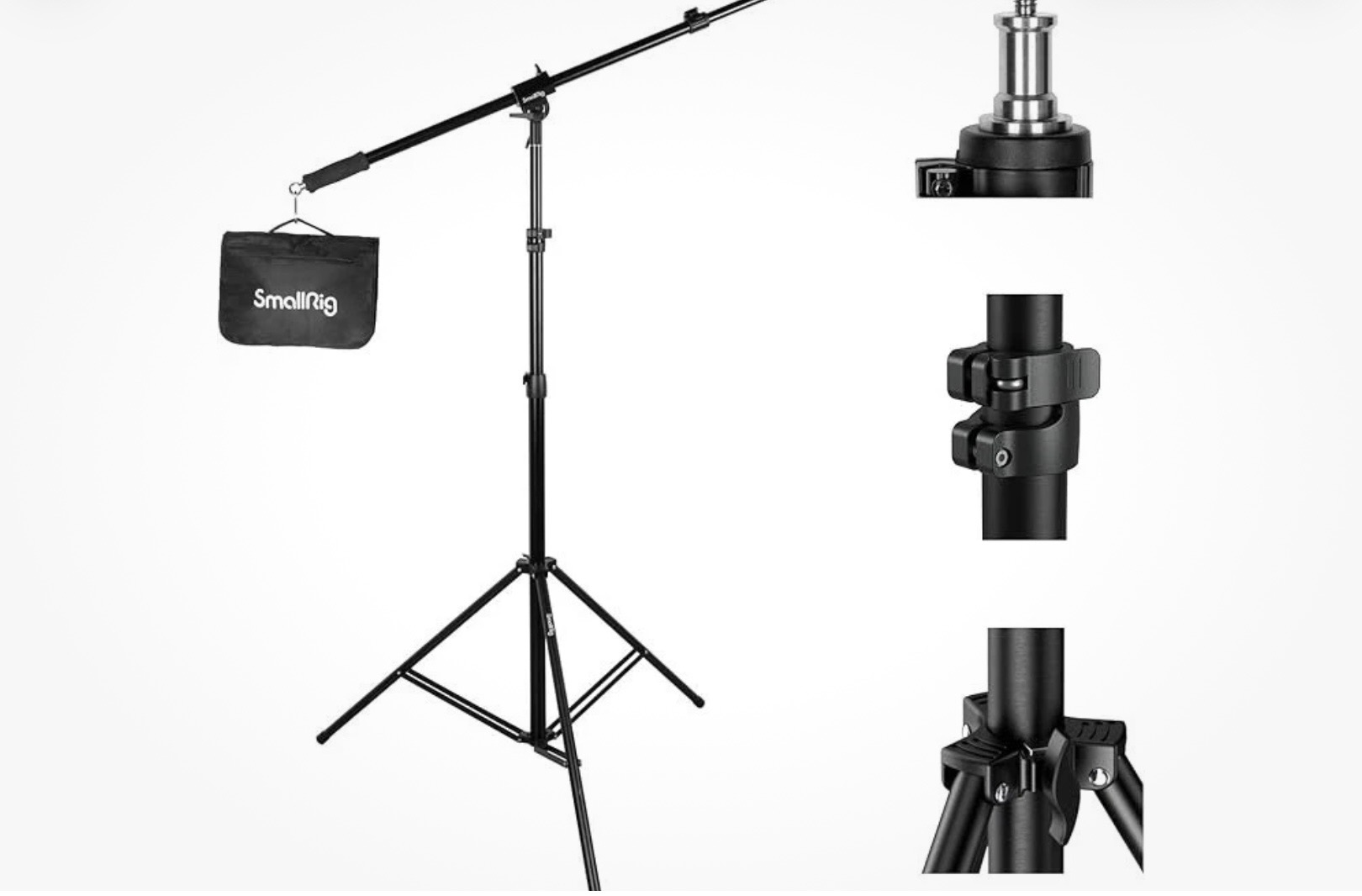 Smallrig aluminum light / mic stand 110"/9.2ft/280cm, adjustable photography air-cushioned tripod stand with 1/4" screw for softbox, studio light, flash, umbrella, ring light, max load 5kg,