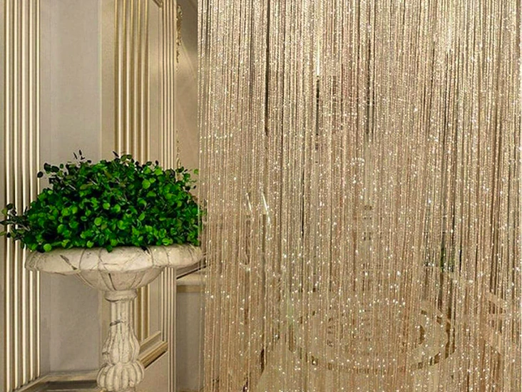 Gold tassle curtain