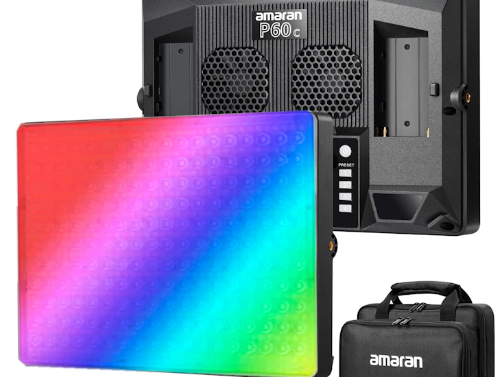 Aputure amaran p60c rgbww video light panel, 60w 2500k-7500k, cri 95+ tlci 96+, 5900lux@1m, 10 light effects, support sidus link app, g/m±a