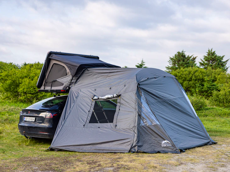 Taktelt for to personer, inkludert stort fortelt