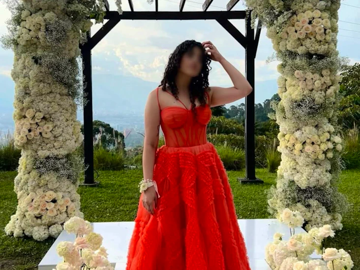 Tangerine tulle ornament maxi dress size m