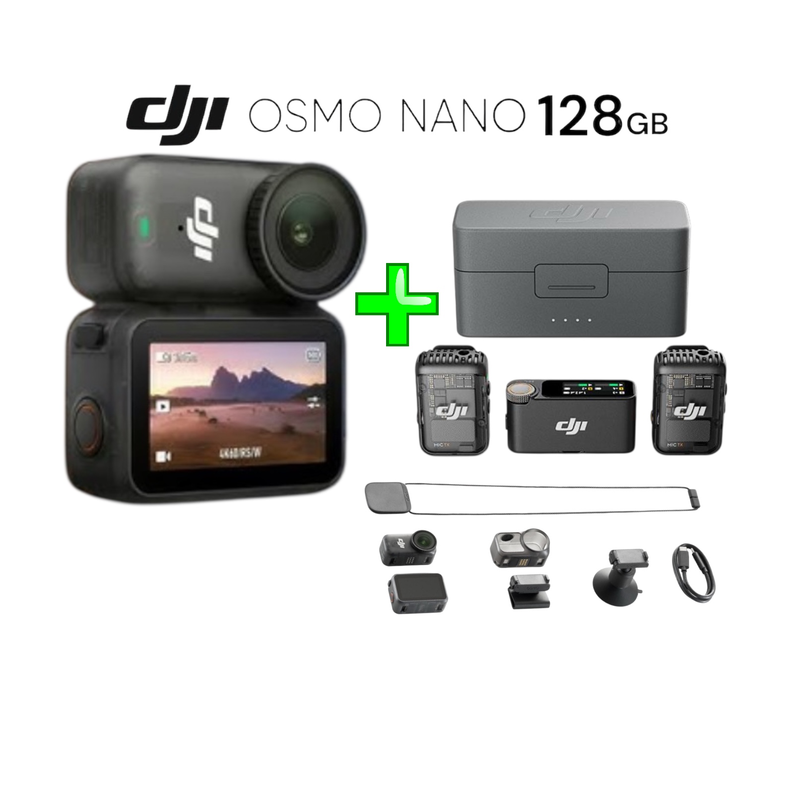  dji osmo nano standard combo  camera 128gb pocket + dji mic 2 kit 4k 