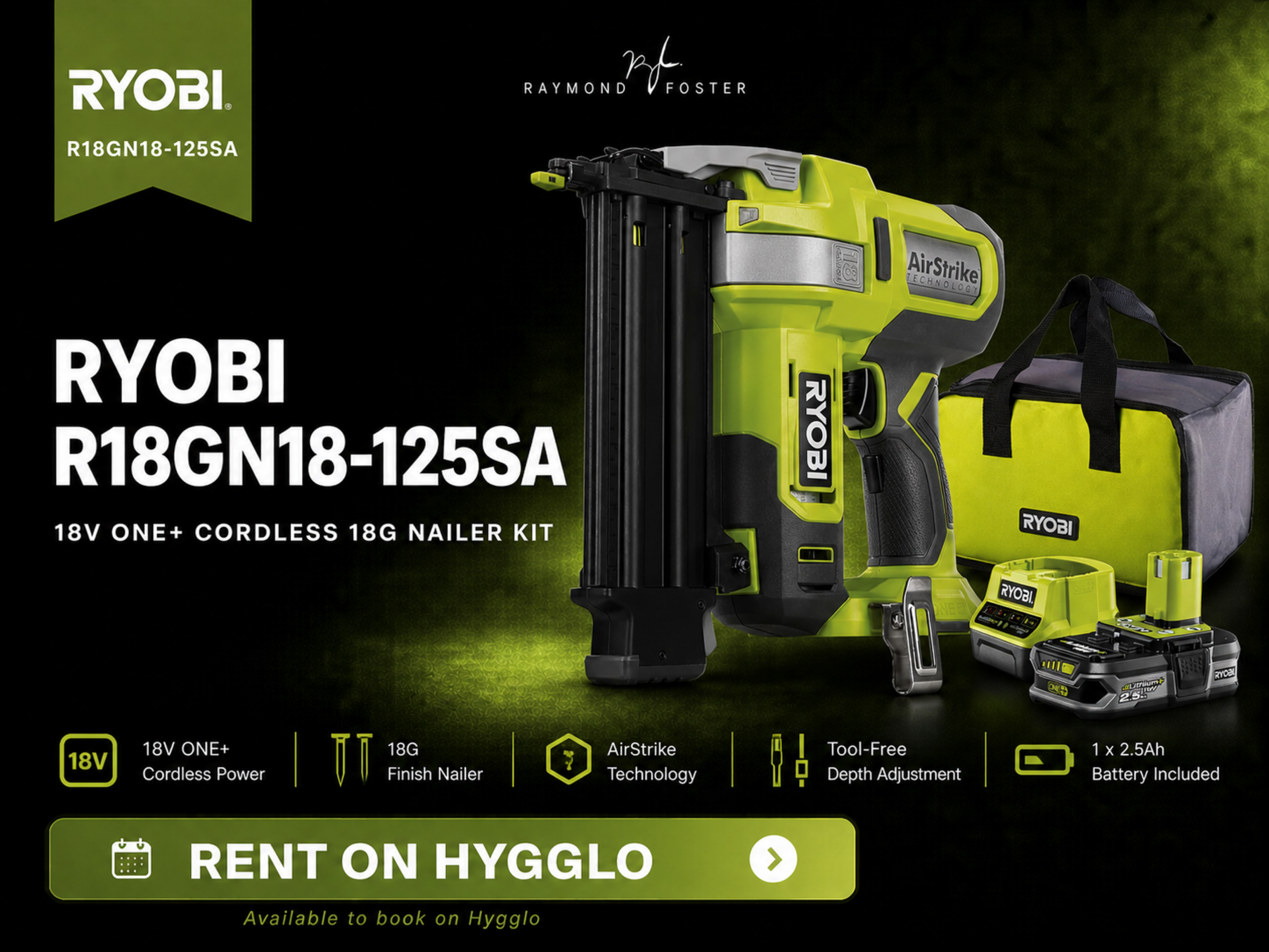 Ryobi r18gn18 cordless 18 gauge nail gun – 18v one+