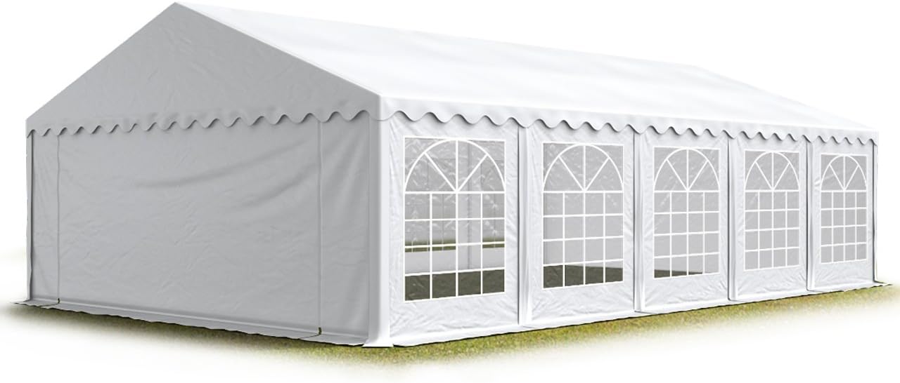5x10 m partytält, med bottenram, pe 550, vit