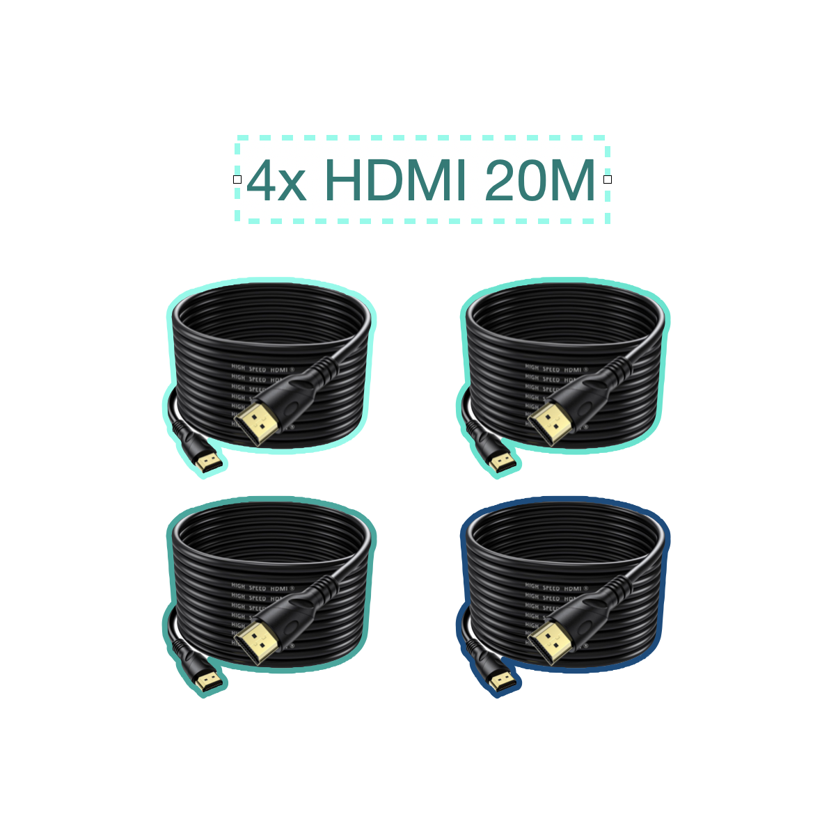 4x 20m 65ft long hdmi cable 2.0 4k @ 60hz ultra high speed cable 