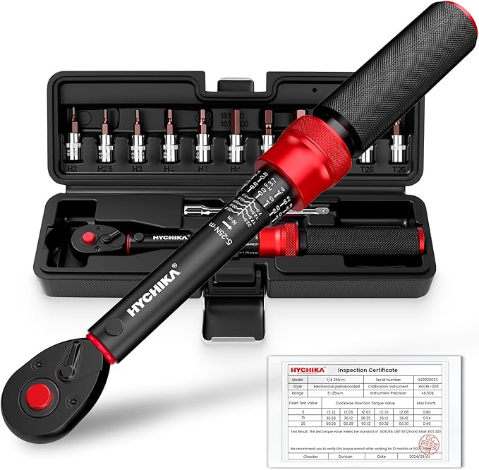 Hychika 1/4" precision torque wrench set (5-25 nm)