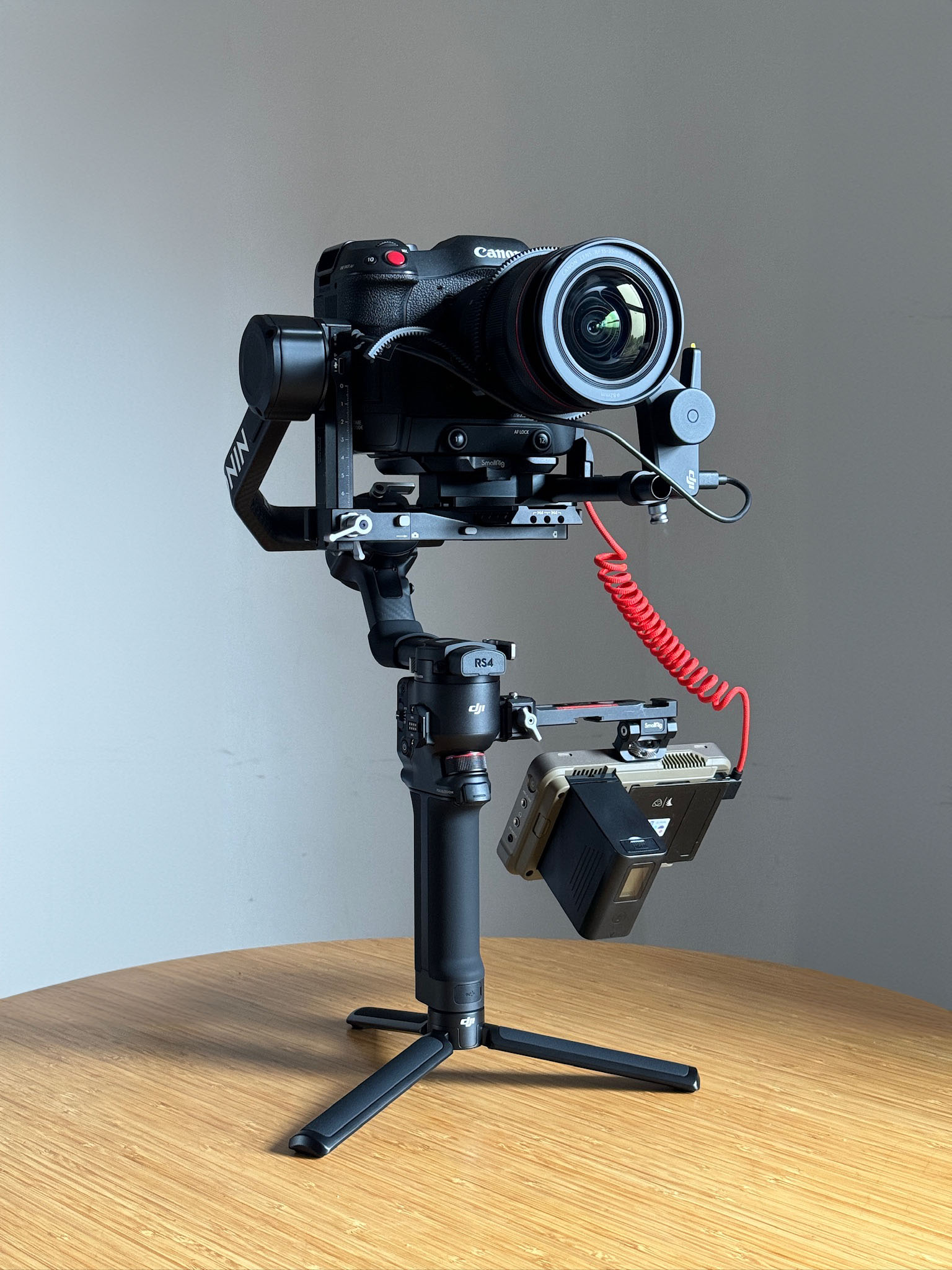 Canon c70 + 15-35mm rf lens + dji rs4 pro + atomos ultra