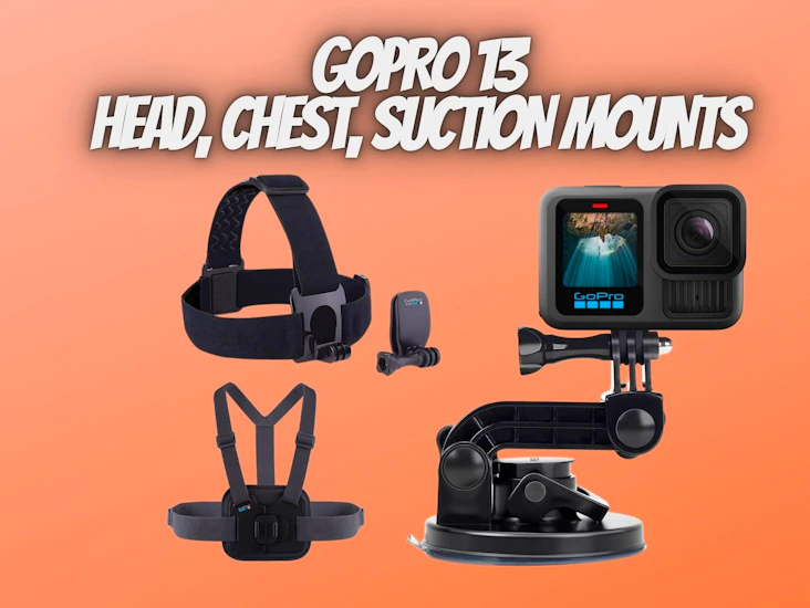 Gopro 13 + head, chest, suction mount action camera