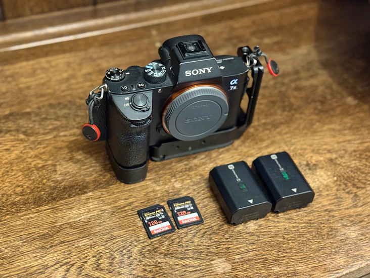 Sony a73 with sd cards and 2 batteries