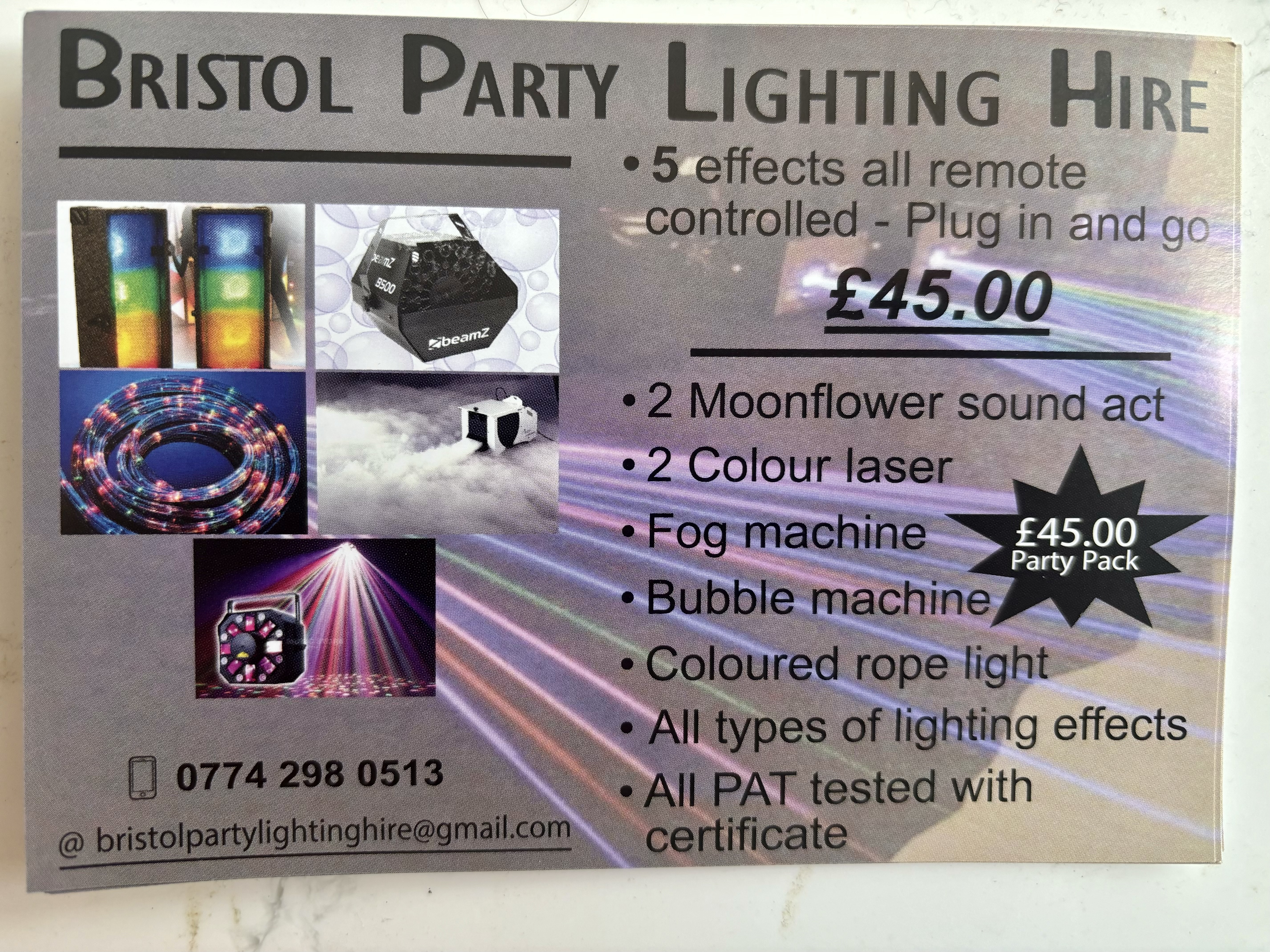 Party lighting kit / smoke/ bubble / lighting