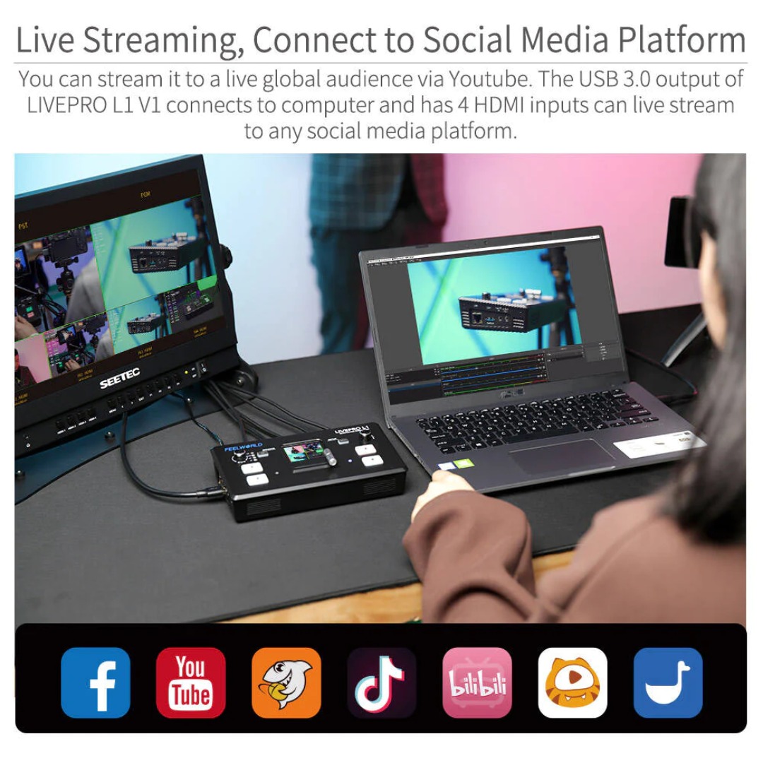 Livesending: multi camera mixer with lcd