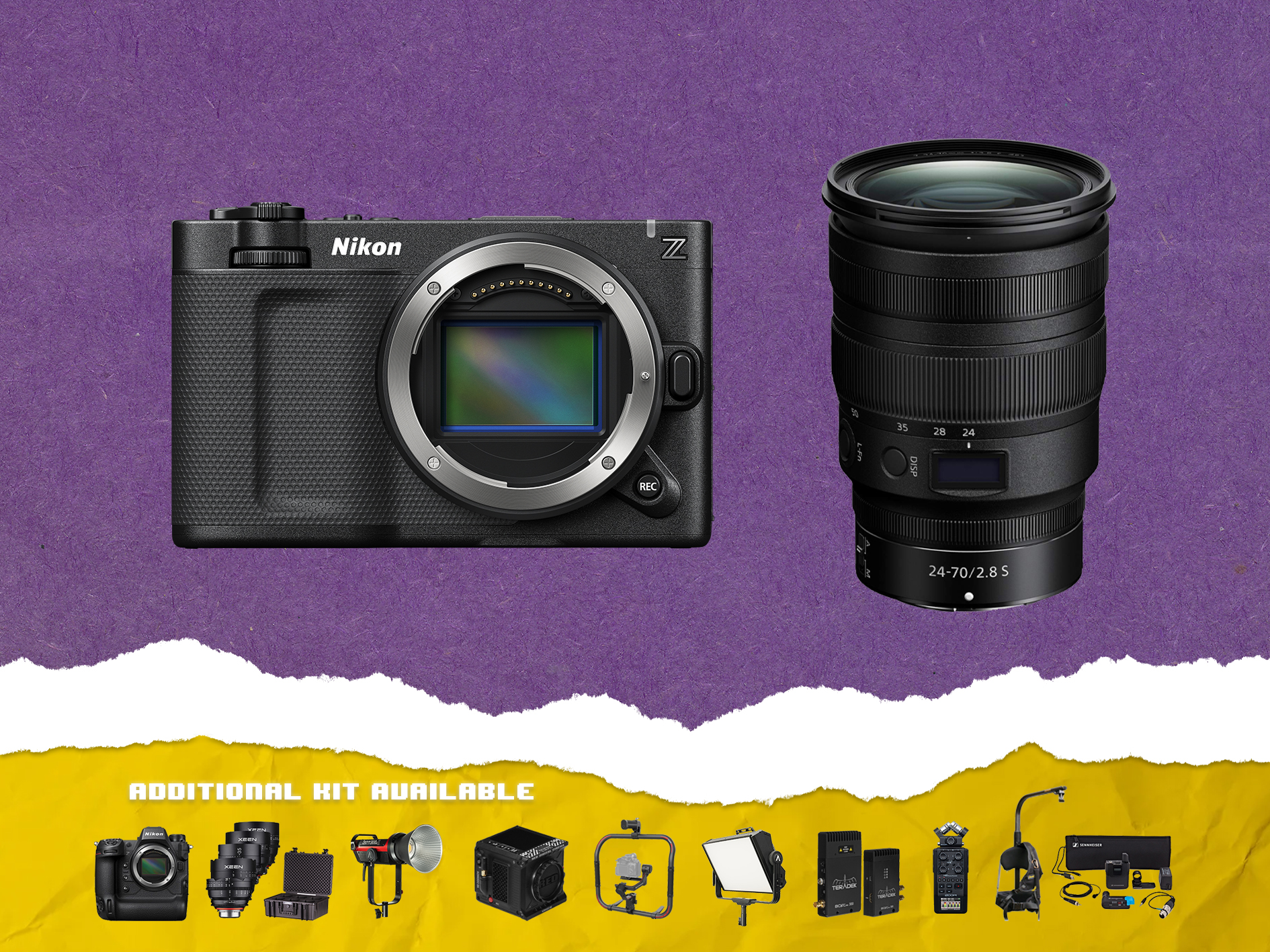Nikon zr cinema camera + 24-70mm f/2.8s bundle 