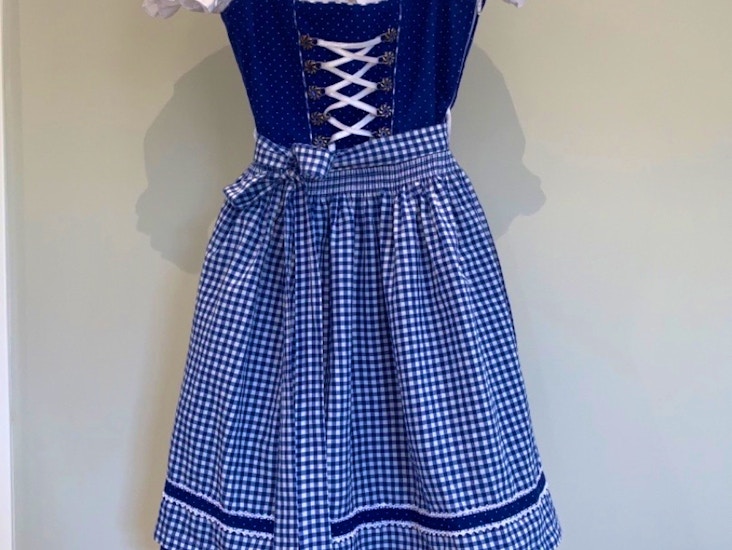 Dirndl storlek 38, klarblå och vit