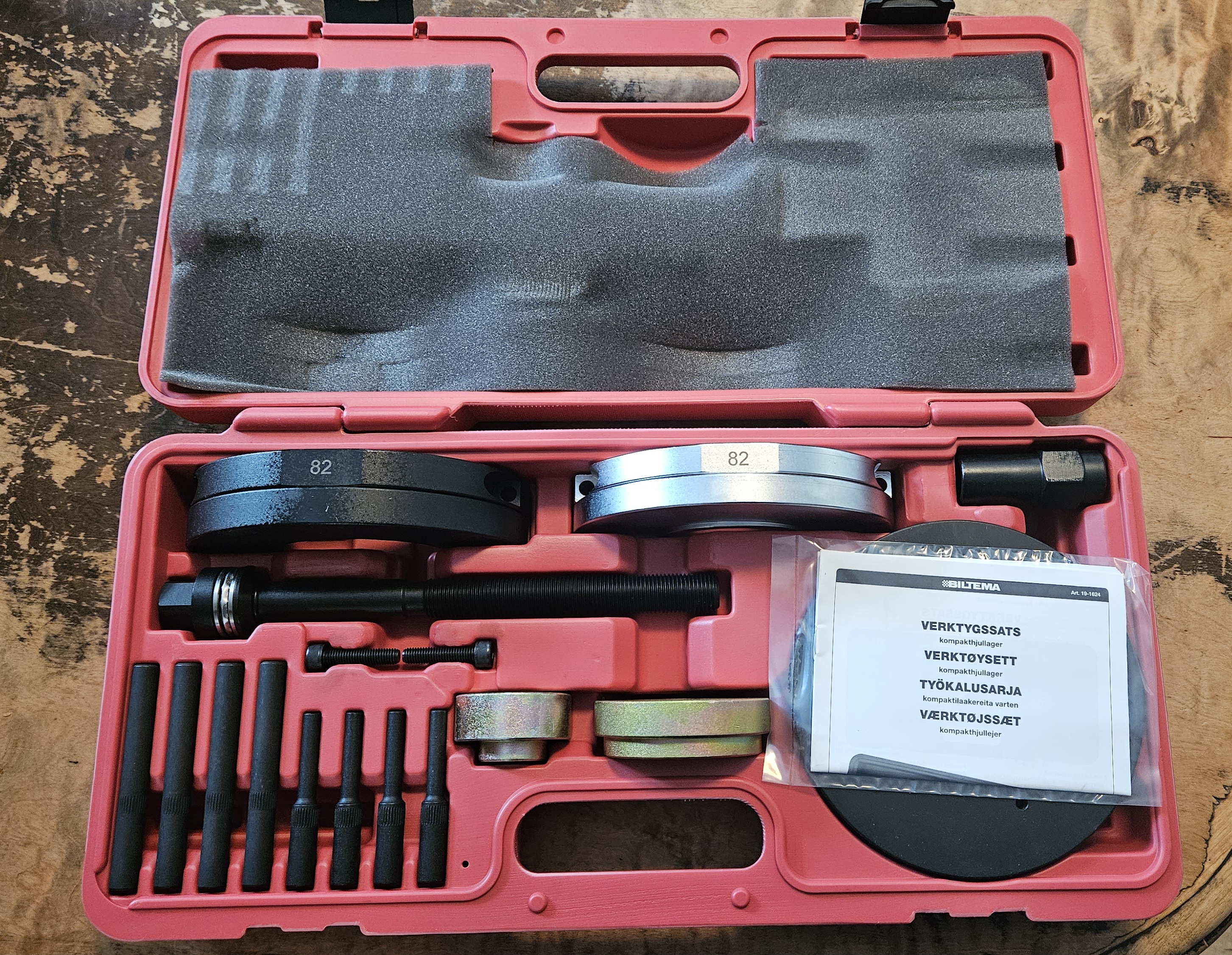 Verktøysett for hjullager 82 mm