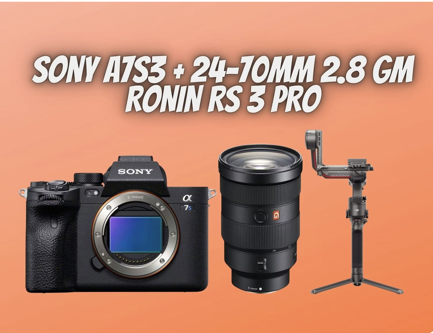 Sony a7siii + g-master lens (50m or 24-70mm) + dji ronin rs3 pro + monitor kit