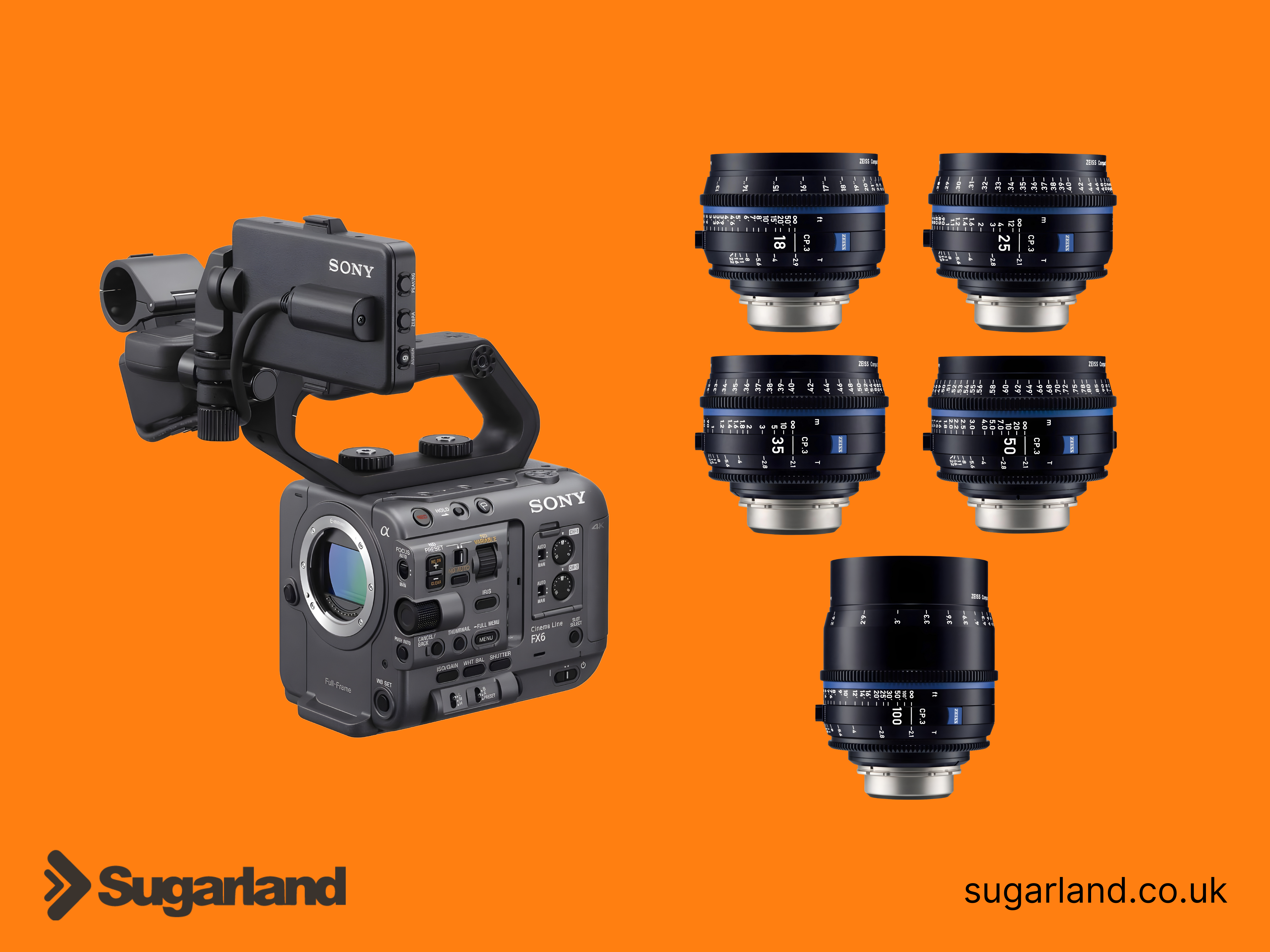Sony fx6 + zeiss cp.3 compact prime 5-way lens set (pl mount)